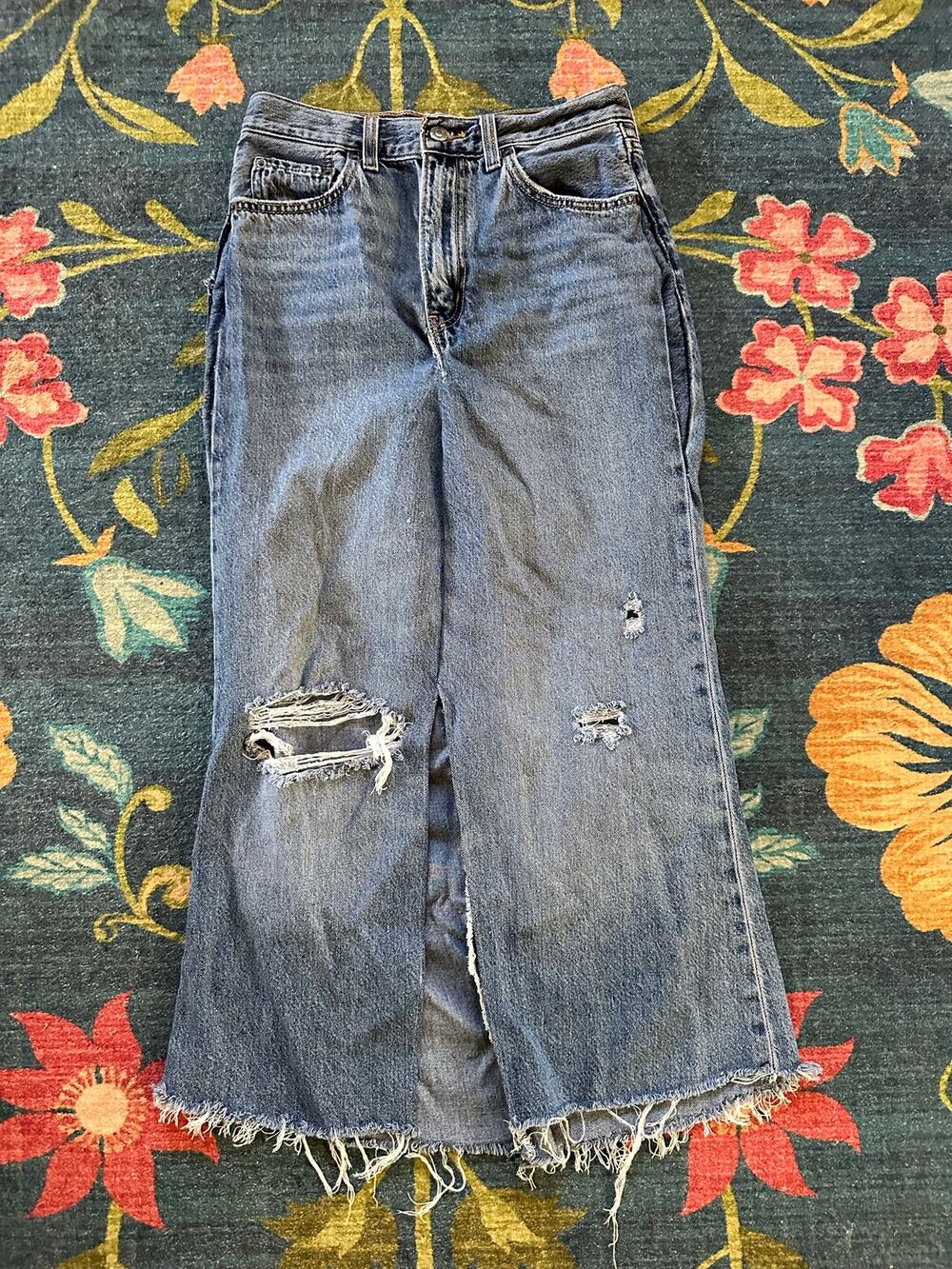 Levi's High Loose Flare Denim Maxi Skirt Size 27